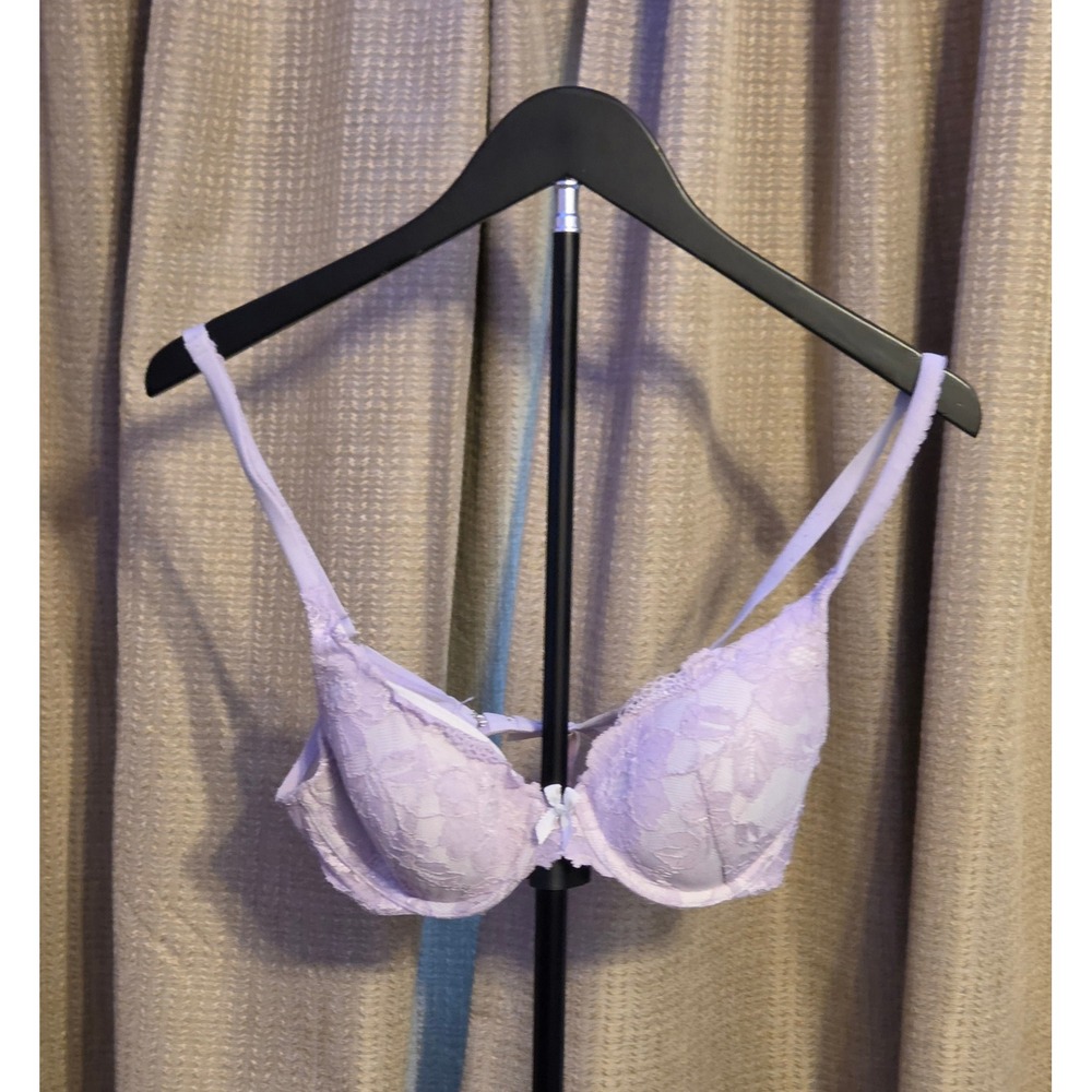 Victoria's Secret Lace Lined Perfect Coverage Bra Women's Size 34B Purple